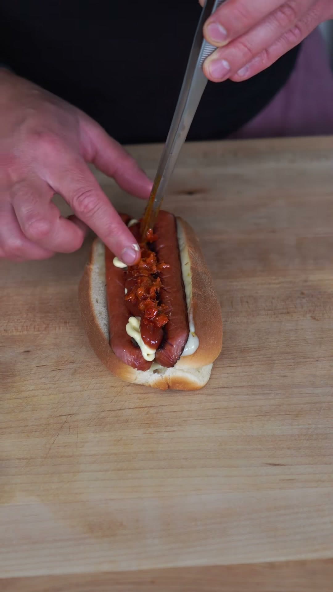 Butterflied and Seared Hot Dogs