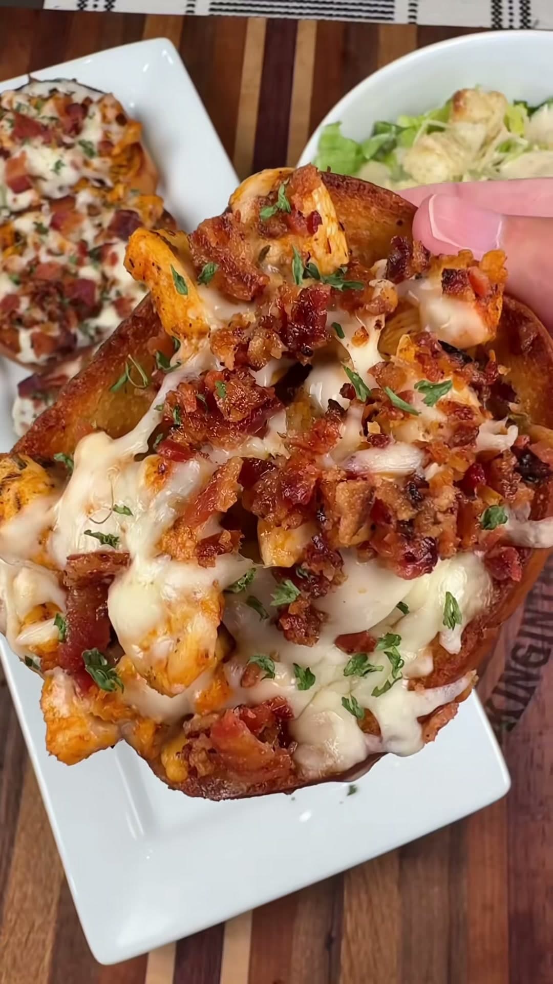Chicken Bacon Ranch Garlic Bread