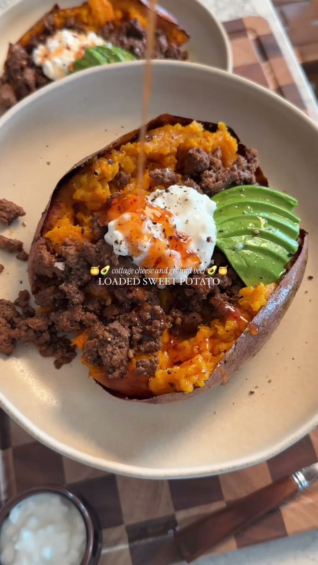 Loaded Sweet Potatoes with Ground Beef