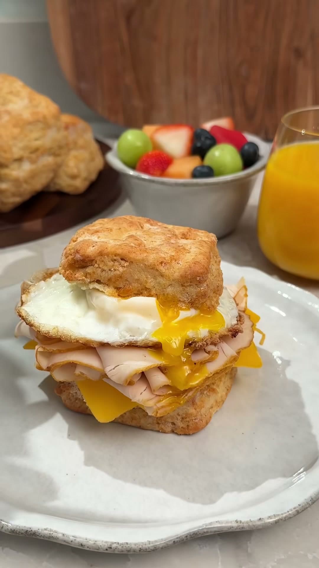 Turkey, Egg, and Cheese Biscuit Sandwich