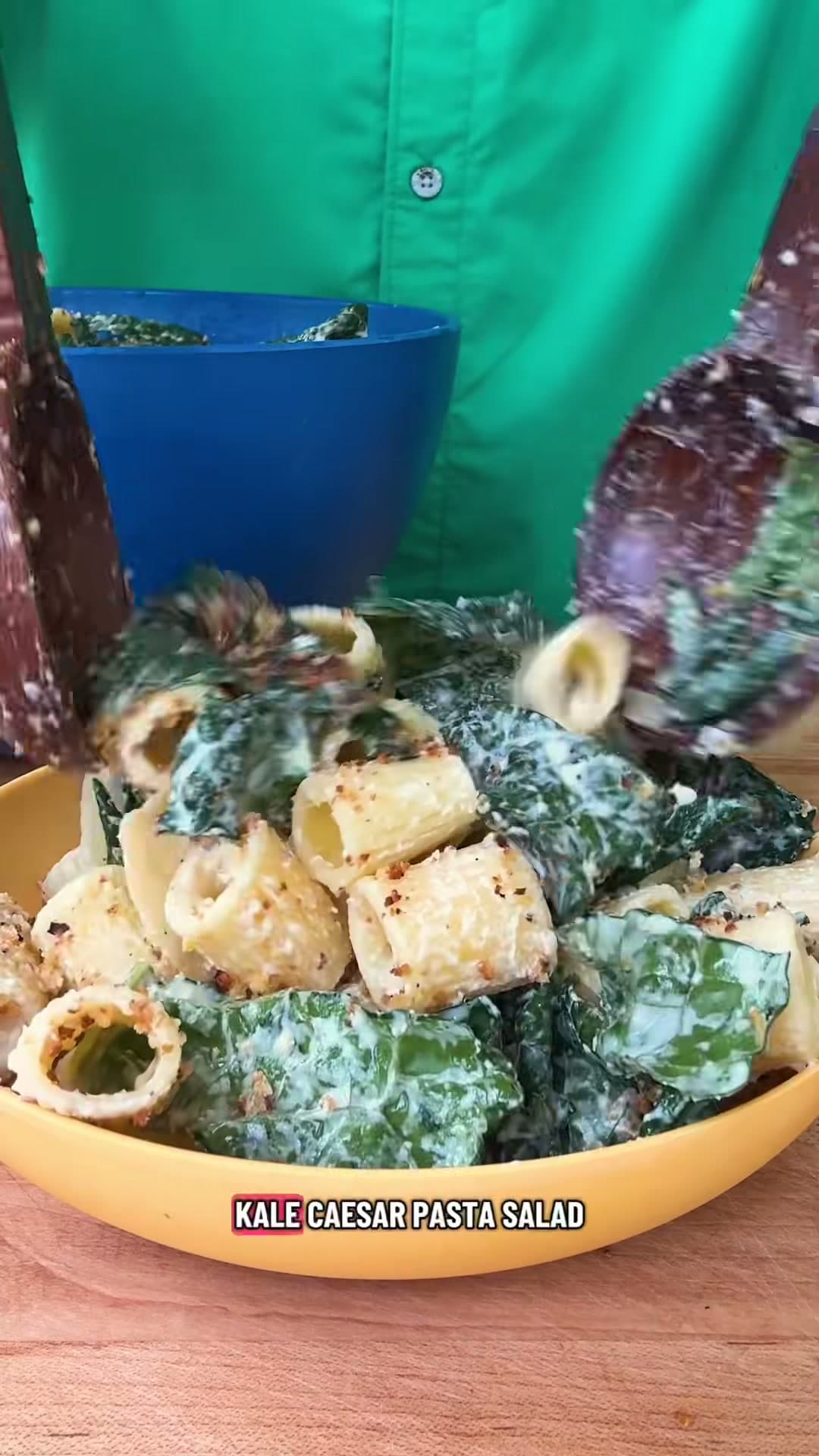 Kale Caesar Pasta Salad