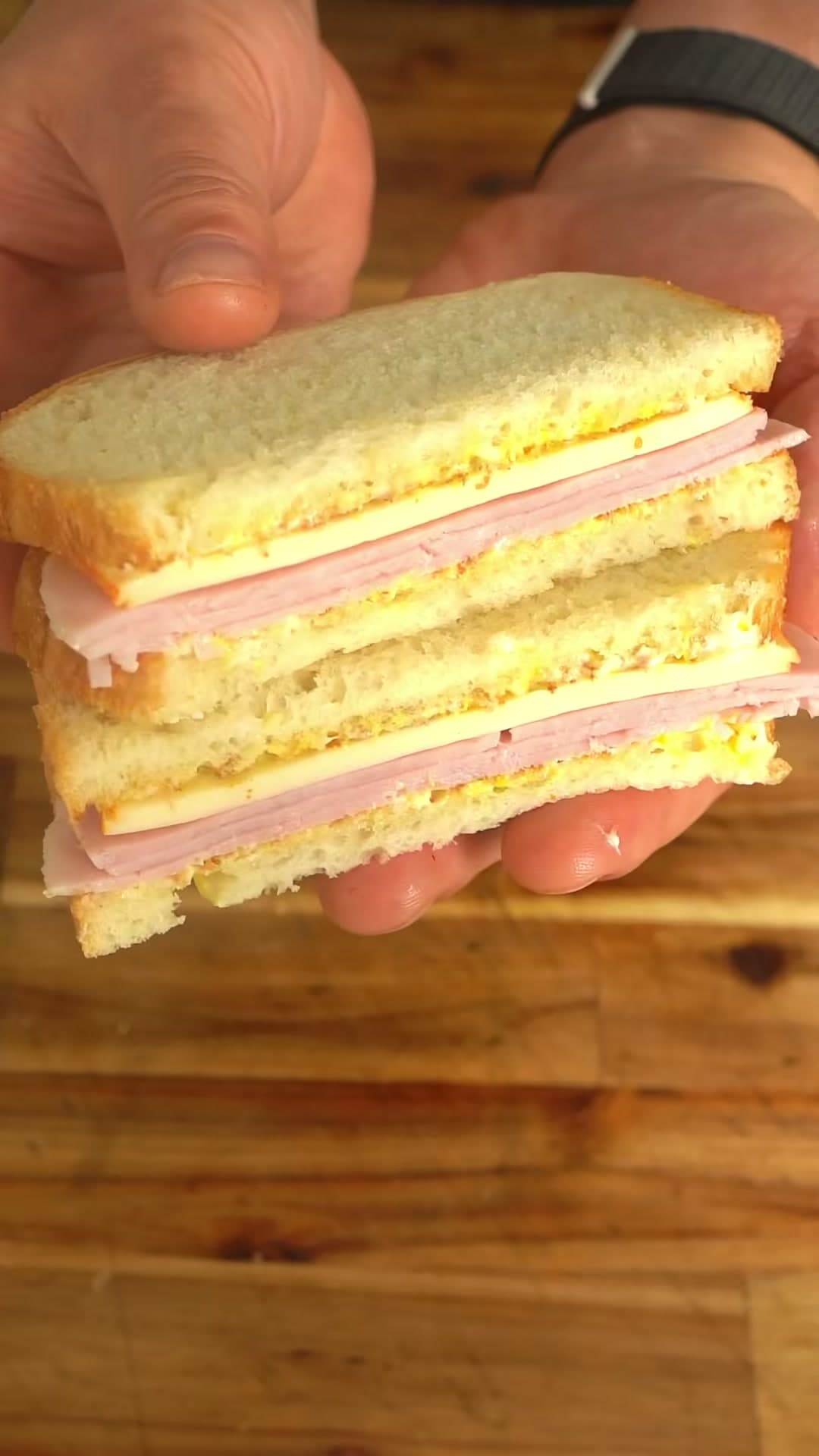 Inside-Out Toasted Ham and Cheese Sandwich