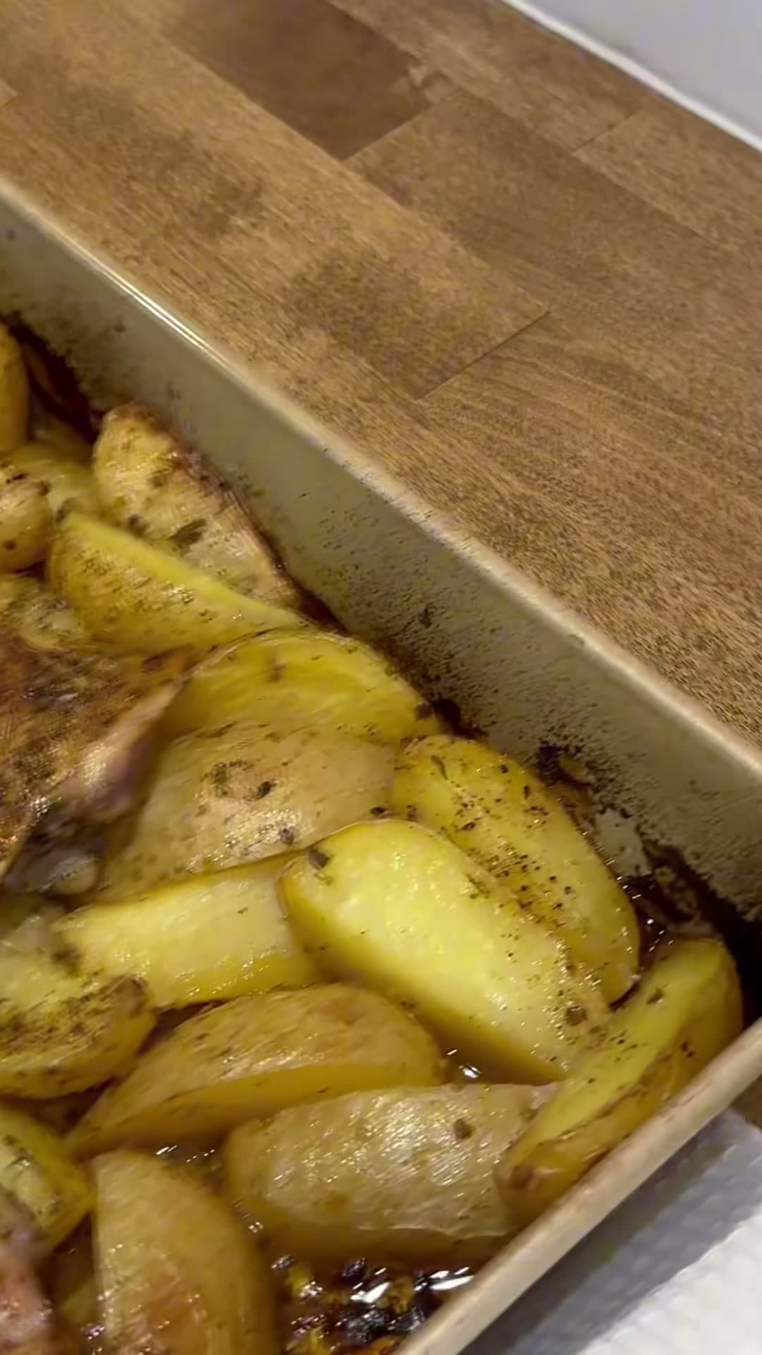 Crispy Chicken Thighs and Greek Lemon Potatoes