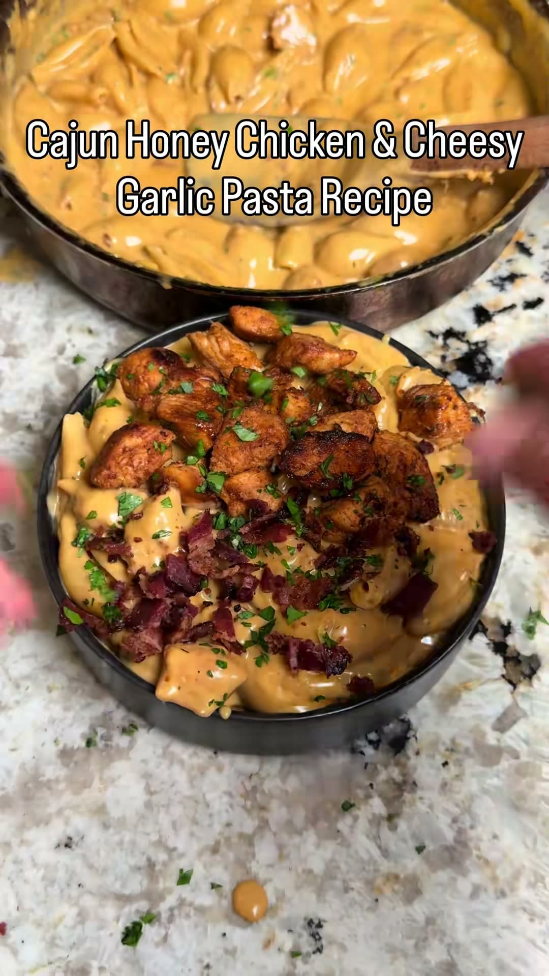 Cajun Honey Chicken and Cheesy Garlic Pasta