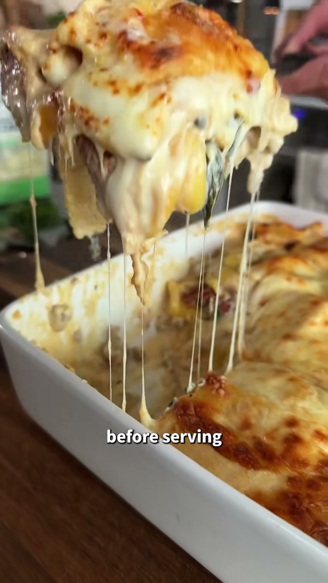 Baked Ravioli Casserole with Sausage and Spinach