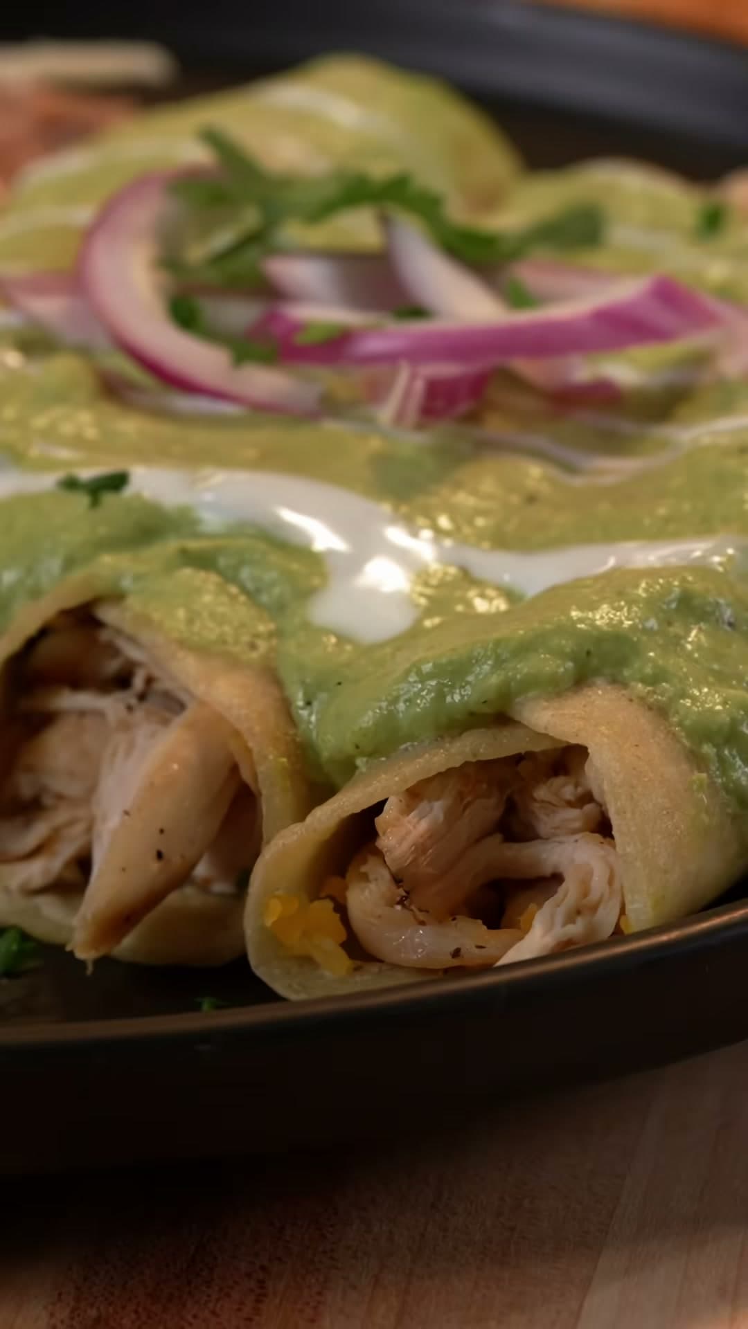 Creamy Green Chicken Enchiladas
