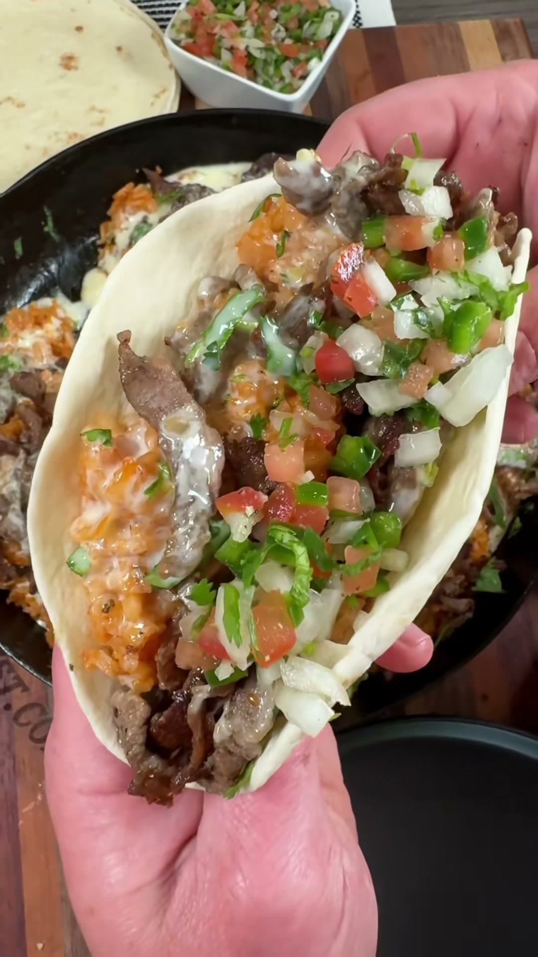 Steak, Cheese, and Rice Skillet
