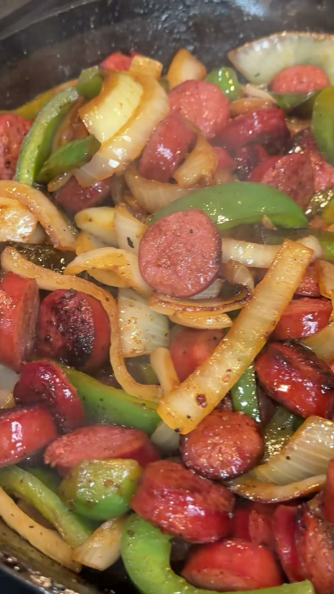 Smoked Sausage with Peppers and Onions