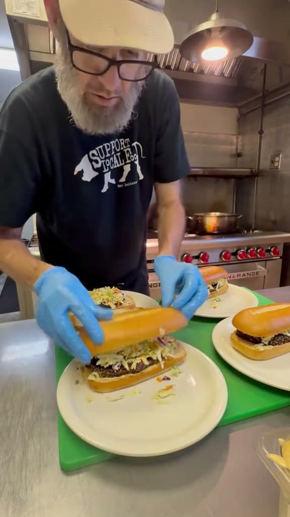 Hoisin Glazed Meatloaf Sandwich with Ginger Slaw