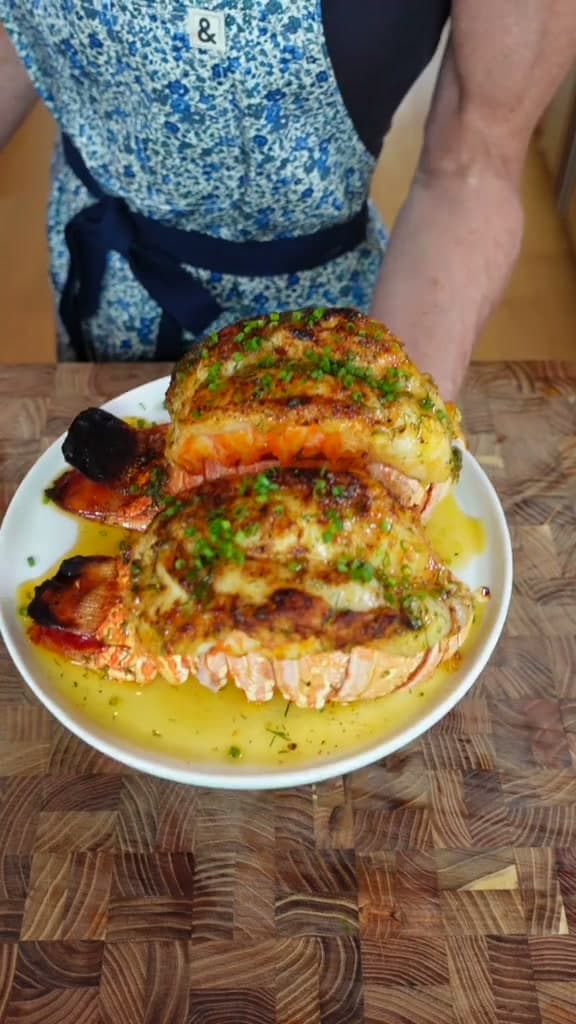 Broiled Lobster Tails with Garlic Dill Butter