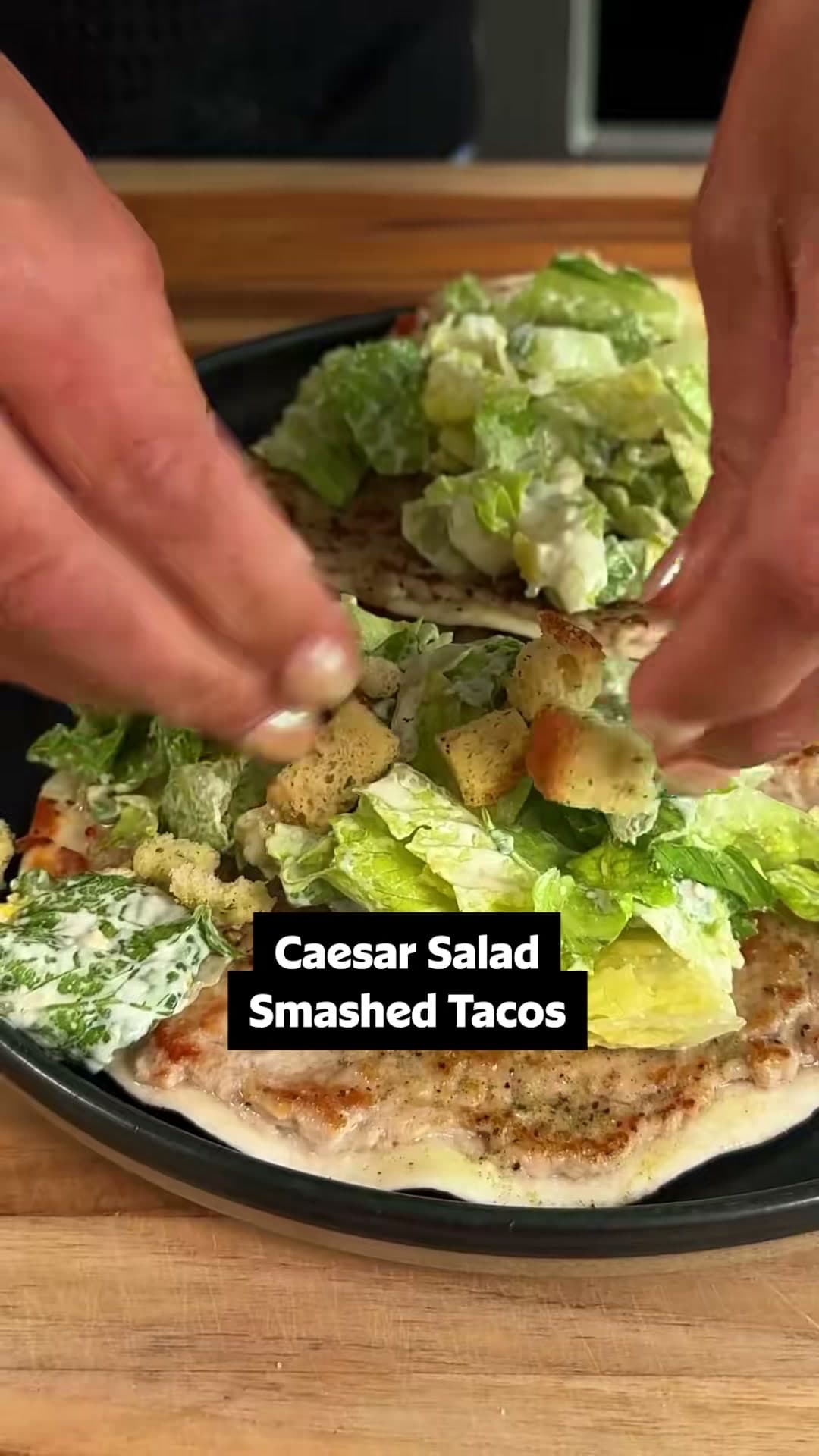Caesar Salad Smashed Tacos