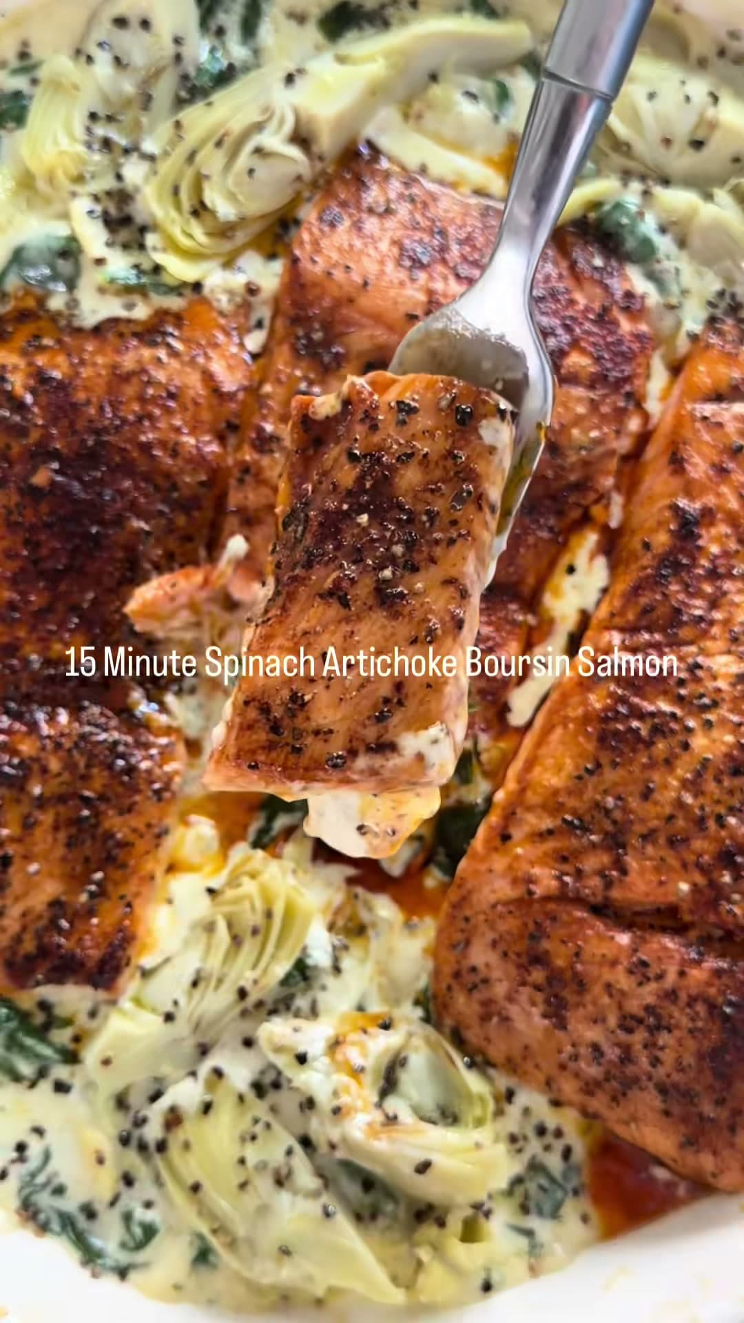 Spinach Artichoke Boursin Salmon