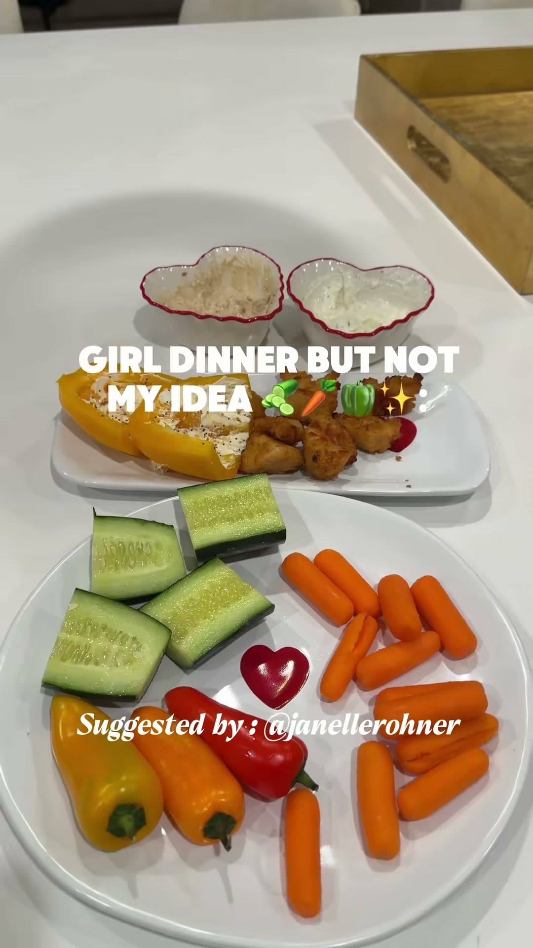 Girl Dinner Snack Plate with Veggies and Dips