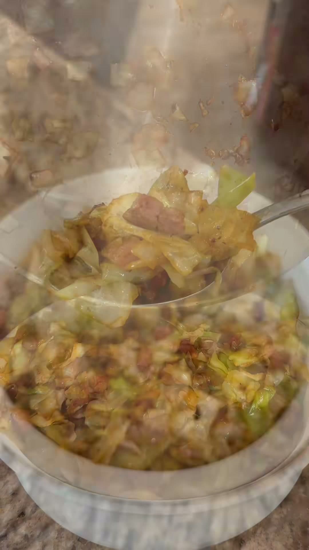 Fried Cabbage and Ham