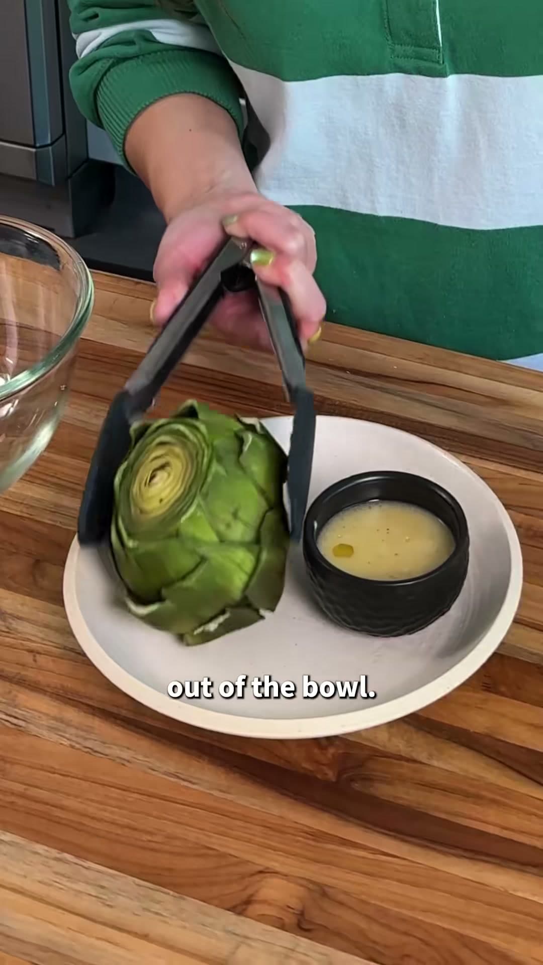 Microwave Steamed Artichoke with Garlic Butter