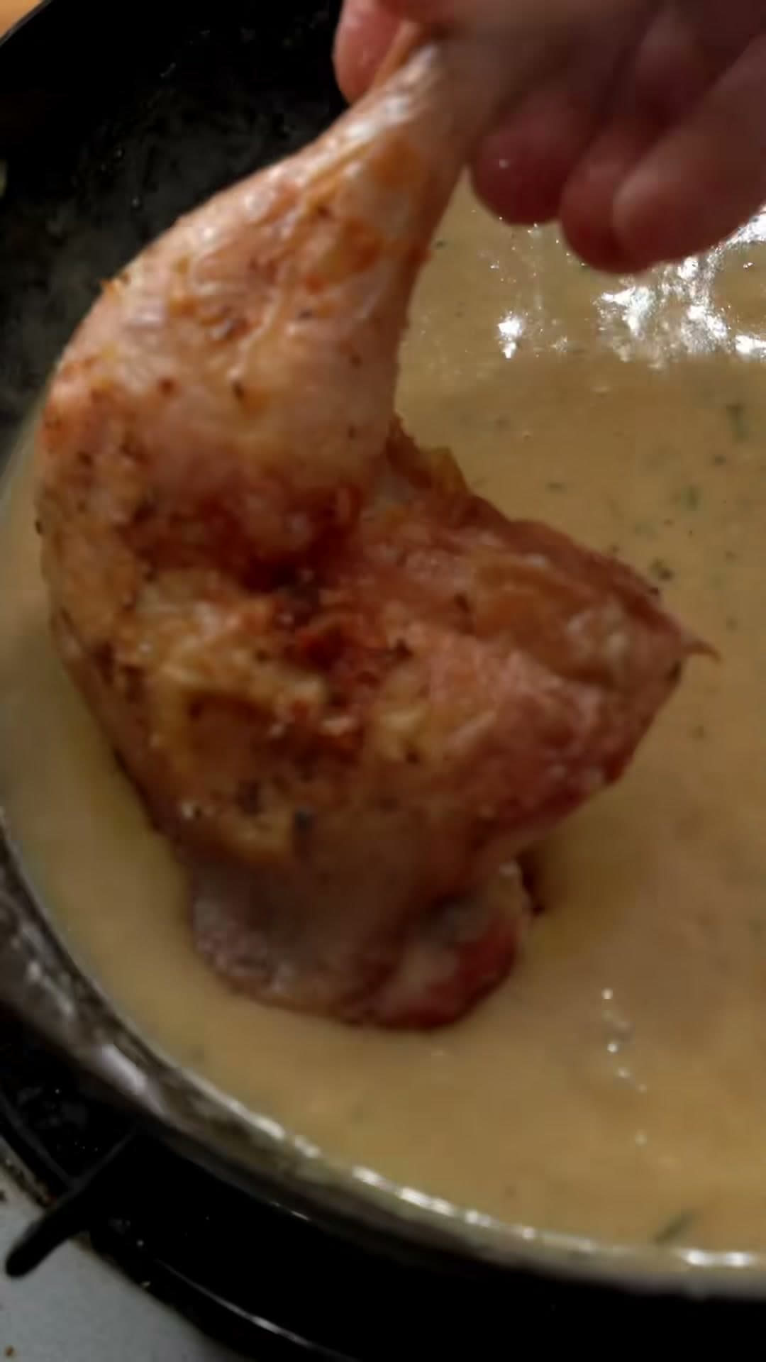Roasted Chicken Legs with Creamy Dijon Sauce