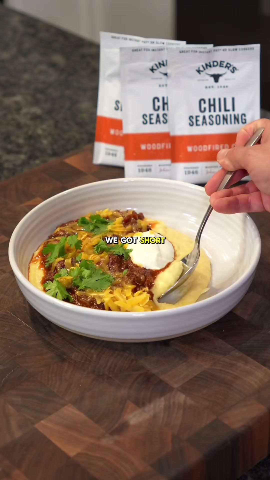 Short Rib Chili with Cheesy Grits