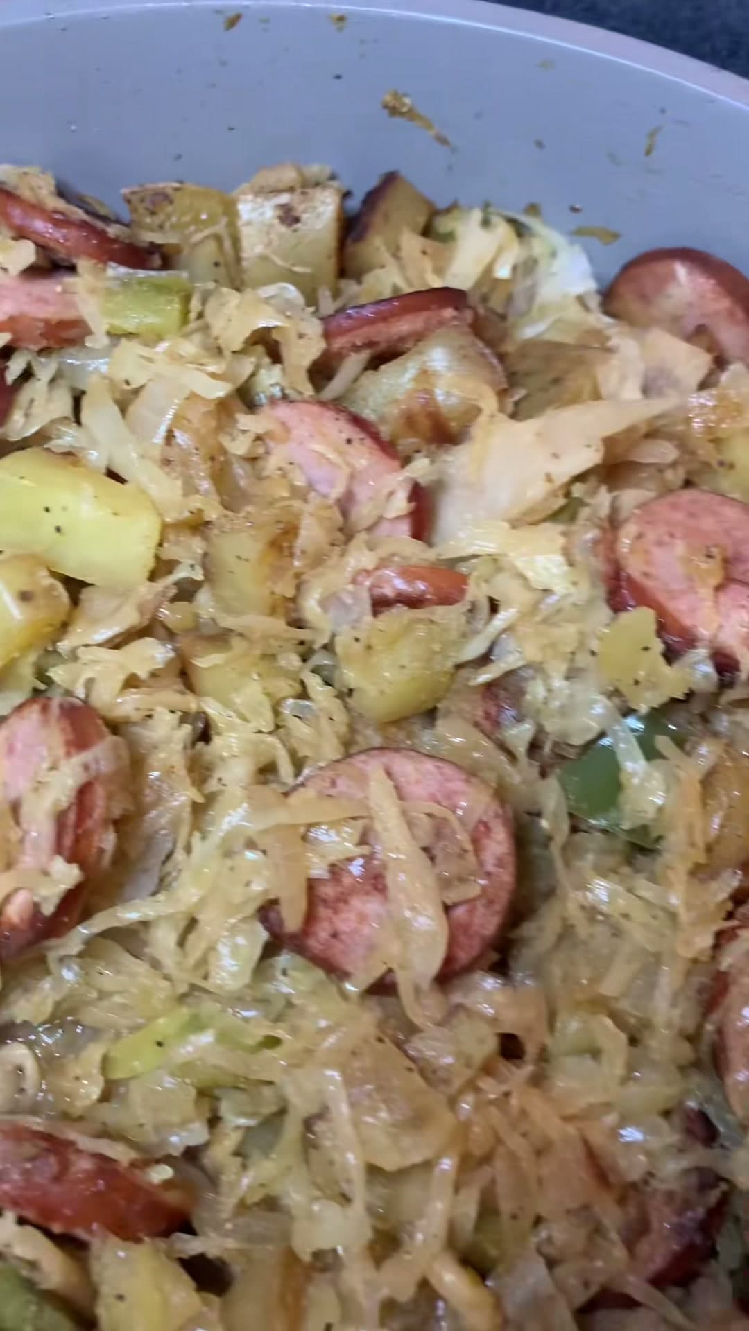 Polish Sausage and Sauerkraut Skillet