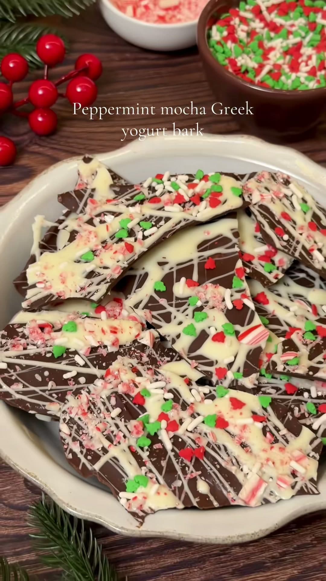 Peppermint Mocha Greek Yogurt Bark