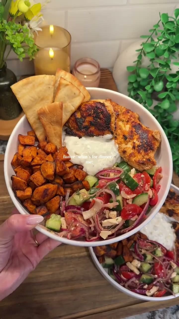 Greek Chicken and Sweet Potato Bowls