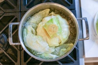Cabbage boiling at a pot