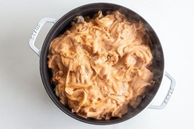 Sauce over the cabbage rolls