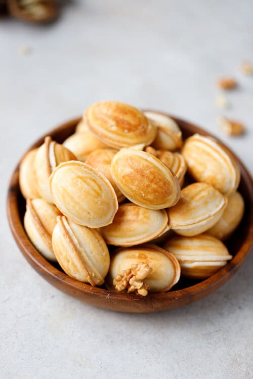 Walnut cookies Oreshki/Orehcheta on a plate