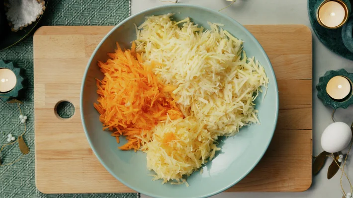 potetkake med pinnekjøtt trinnbilder
