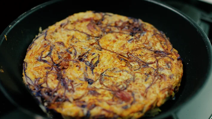 potetkake med pinnekjøtt trinnbilder