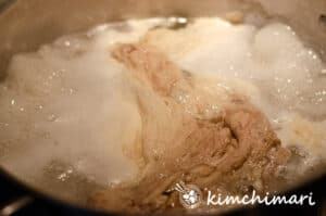 1st boiling of bones in pot