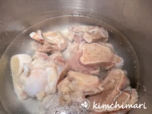 rinsed bones in pot after first boil