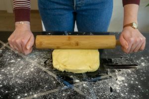 Rolling out the gata dough