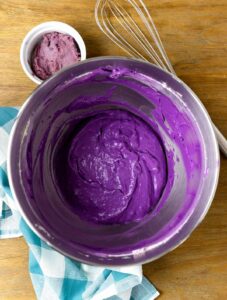 Ube tart filling in a bowl.