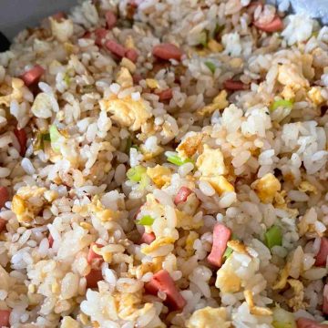 get slight char on chahan ingredients