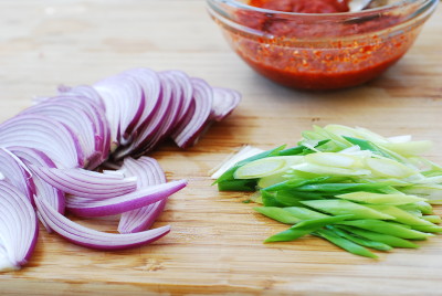 DSC 0762 e1428291139273 - Baby Bok Choy Kimchi Salad (Geotjeori)