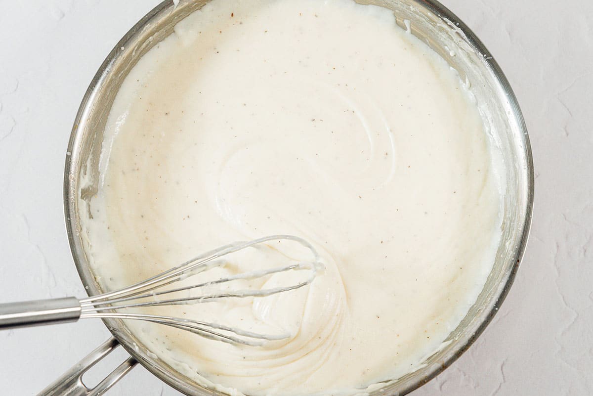 Bechamel in a saute pan.