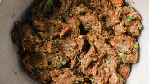 Chapli Kabab mixture ready to be formed into patties.